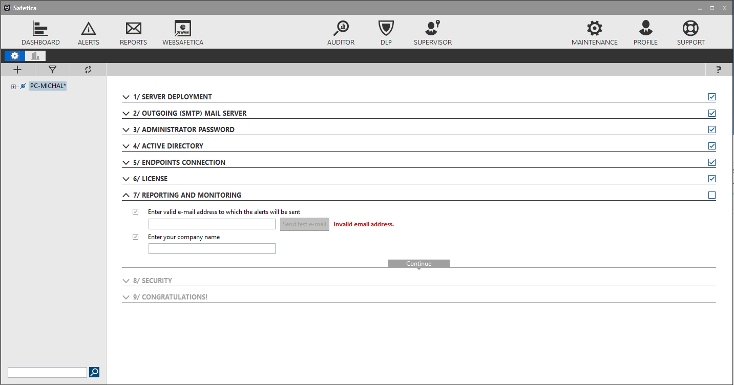 safetica settings